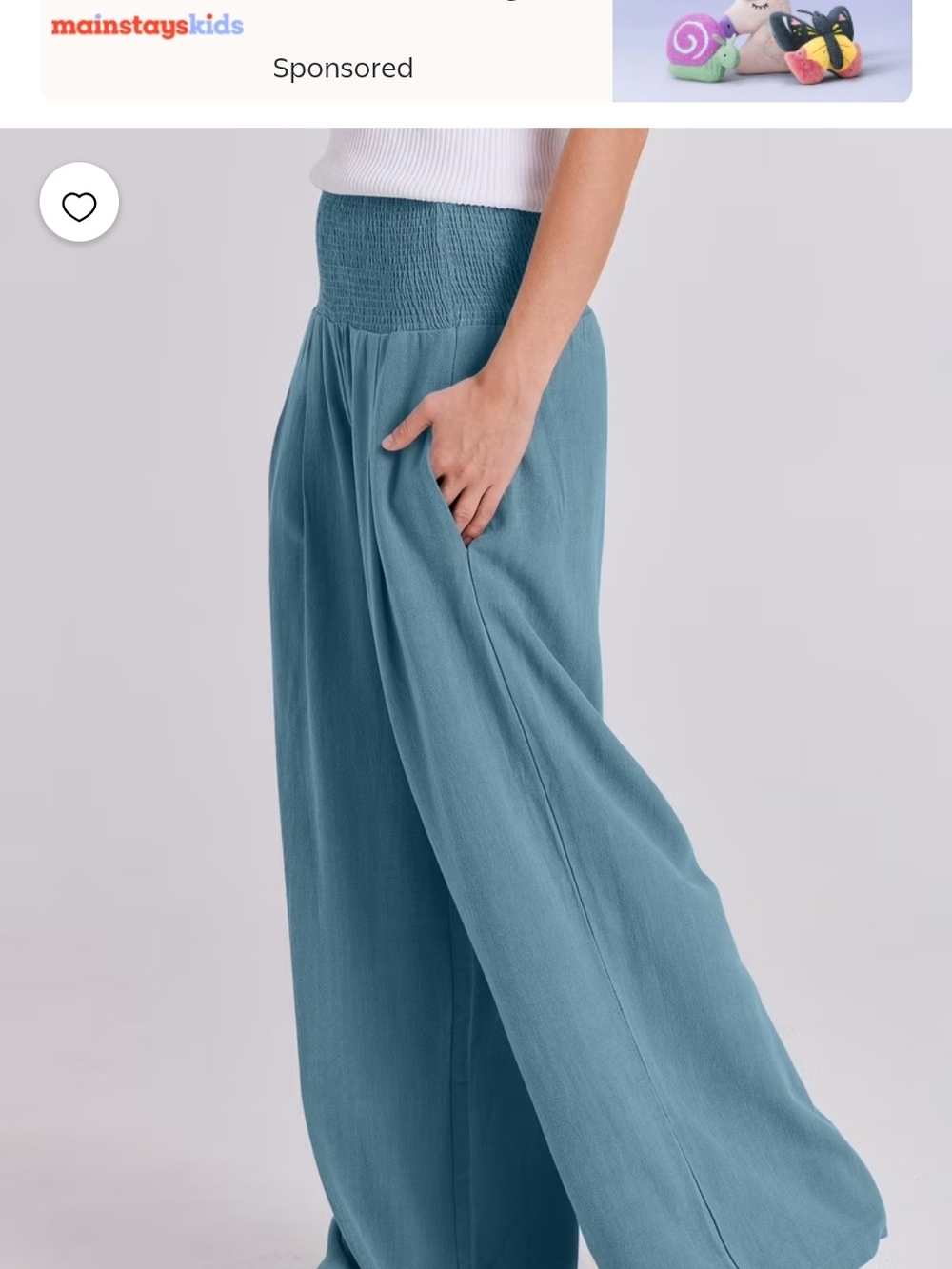 High-Waist Wide Leg Women's Pants in Dusty Blue - Picture 4 of 7